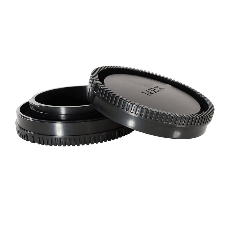 CamDesign Body Cap & Camera Rear Len Cover Set Compatible with Sony E-Mount NEX Cameras A7II,III A7R III A9 A7 A7R A7S A6500 A6300 A6000 A55 A65 A77 A99 A900 A700 A580 A560 NEX-7 NEX-6 NEX-5T NEX-5R - Image 1